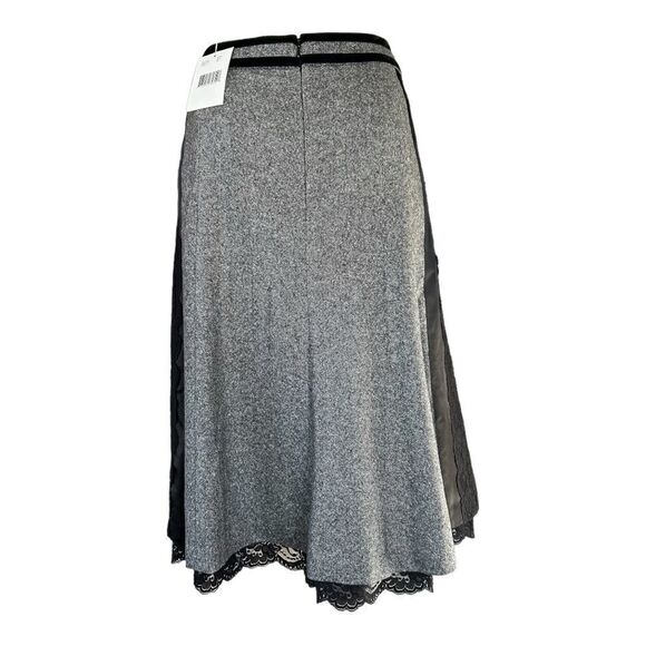 NEW Tyler Boe Wool Skirt Blazer Suit Grey Black Lace Silk Button Zip Women 12/10 - Picture 9 of 15